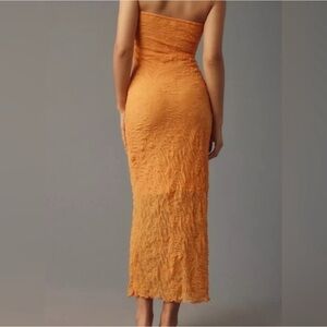 Anthropologie Strapless Textured Orange Dress